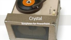  Presentation with vinyl record - Colorful slides enhanced with retro 1950 - 50s era phonograph playing backdrop and a coral colored foreground