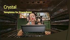  Presentation with vintage cooking - Colorful presentation theme enhanced with retro 1950 - funny vintage housewife smoking backdrop and a wine colored foreground