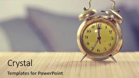  Presentation with clock and desk - Slides having retro alarm clock on desk background and a soft green colored foreground