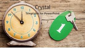  Presentation with alarm - Colorful slide set enhanced with retro alarm clock on wood backdrop and a coral colored foreground