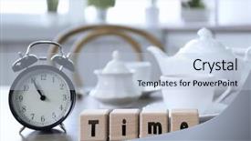  Presentation with alarm - Presentation theme featuring retro alarm clock showing five background and a light blue colored foreground