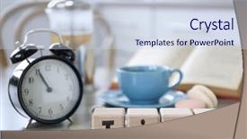  Presentation with alarm - Amazing PPT theme having retro alarm clock showing five backdrop and a sky blue colored foreground