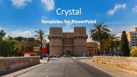  Presentation with architecture - Slide deck consisting of retro architecture at valencia spain - travel background background and a teal colored foreground