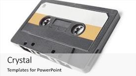  Presentation with tape audio - Beautiful PPT theme featuring retro audio cassette over white backdrop and a white colored foreground