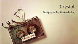  Presentation with audio tape - Audience pleasing slide deck consisting of retro-audio-cassette-with-tape backdrop and a soft green colored foreground