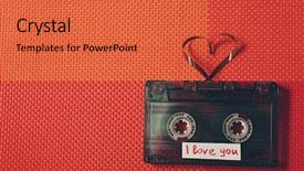  Presentation with tape audio - Audience pleasing PPT layouts consisting of retro audio cassette with tape backdrop and a red colored foreground