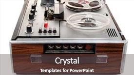  Presentation with tape recorder - Audience pleasing PPT theme consisting of retro audio tape recorder backdrop and a tawny brown colored foreground