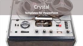  Presentation with tape recorder - Audience pleasing slide set consisting of old media - retro audio tape recorder backdrop and a gray colored foreground