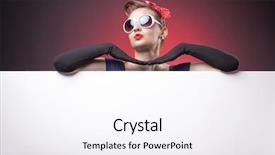  Presentation with bulletin board cork pin - Theme with retro banner - beautiful pin up girl holding background and a white colored foreground