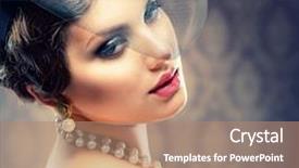  Presentation with feather - Beautiful slide set featuring retro beauty portrait vintage styled backdrop and a coral colored foreground