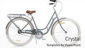  Presentation with bicycle - PPT theme featuring retro bicycle isolated on white background and a white colored foreground