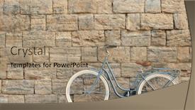  Presentation with brick - Presentation theme enhanced with retro bicycle near brick wall outdoors background and a coral colored foreground