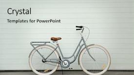  Presentation with bicycle - Cool new PPT theme with retro bicycle near white wall backdrop and a light gray colored foreground