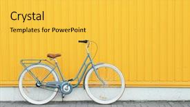  Presentation with bicycle - PPT theme with retro bicycle near yellow wall background and a yellow colored foreground