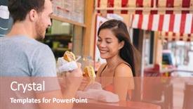  Presentation with travel cafe - PPT theme featuring retro cafe in florida cuba background and a coral colored foreground