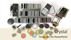  Presentation with projector - Beautiful slide deck featuring retro camera and slide projector backdrop and a blonde colored foreground