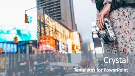 Presentation with manhattan - Beautiful presentation design featuring retro camera in manhattan backdrop and a gray colored foreground