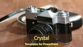  Presentation with collage of retro camera - PPT theme with retro camera on table close background and a tawny brown colored foreground