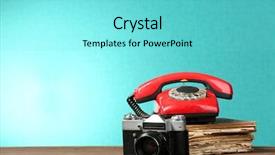  Presentation with old telephone - Colorful PPT theme enhanced with retro camera with old book backdrop and a arctic colored foreground