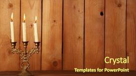  Presentation with religious candles - Amazing slide deck having retro candlestick with candles backdrop and a tawny brown colored foreground