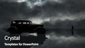  Presentation with moon - Colorful presentation theme enhanced with retro car man and moon backdrop and a dark gray colored foreground