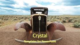  Presentation with route - Amazing PPT theme having retro car on route 66 backdrop and a tawny brown colored foreground