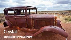  Presentation with route - Colorful PPT theme enhanced with retro car on route 66 backdrop and a tawny brown colored foreground