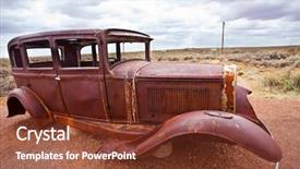  Presentation with route - Amazing PPT theme having retro car on route 66 backdrop and a  colored foreground