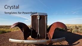  Presentation with retro 1920s english style gangster - Beautiful presentation theme featuring retro car on route 66 backdrop and a light blue colored foreground