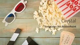  Presentation with cinema - Beautiful slide deck featuring retro-cinema-objects-on-wooden backdrop and a lemonade colored foreground