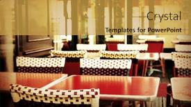  Presentation with paris france - PPT theme having retro-coffee-terrace-with-tables background and a yellow colored foreground