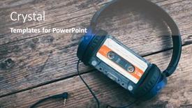  Presentation with audio tape - Theme having retro-compact-audio-cassette-tape and a gray colored foreground