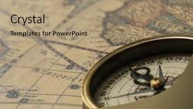  Presentation with compass map - Cool new slides with retro compass with old map backdrop and a coral colored foreground