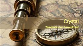  Presentation with old map - Beautiful PPT theme featuring retro compass with old map backdrop and a tawny brown colored foreground