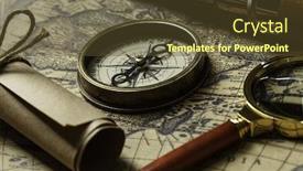 Presentation with compass map - PPT theme with retro compass with old map and spyglass background and a tawny brown colored foreground