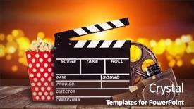  Presentation with accessories - Presentation design consisting of retro film production accessories placed background and a tawny brown colored foreground