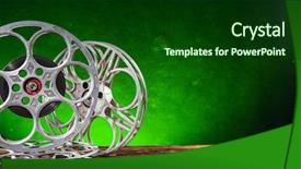  Presentation with film - Colorful presentation theme enhanced with retro film production accessories still backdrop and a forest green colored foreground
