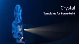  Presentation with film reels - Theme enhanced with retro-film-projector-with-8mm background and a navy blue colored foreground