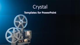  Presentation with film reels - Slide deck consisting of retro-film-projector-with-8mm background and a navy blue colored foreground