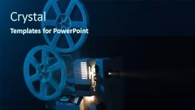  Presentation with film reels - Audience pleasing presentation theme consisting of retro-film-projector-with-8mm backdrop and a navy blue colored foreground