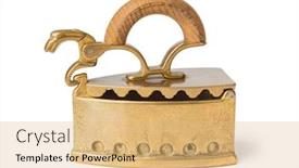  Presentation with flat - PPT layouts having retro-flat-iron-isolated background and a coral colored foreground