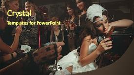  Presentation with women retro - Cool new presentation theme with retro games - beautiful women in evening dresses backdrop and a tawny brown colored foreground