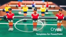  Presentation with soccer - Slide deck with retro games - table football soccer game players background and a ocean colored foreground