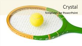  Presentation with tennis - Presentation having retro games - tennis racket and ball isolated background and a blonde colored foreground