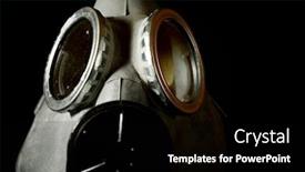  Presentation with gas - Theme featuring retro-gas-mask-close-up background and a black colored foreground