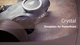  Presentation with gas - PPT layouts consisting of retro-gas-mask-close-up background and a gray colored foreground