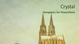  Presentation with gothic cathedral - Presentation theme enhanced with retro gothic cathedral in cologne germany background and a mint green colored foreground