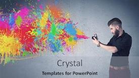  Presentation with paint splatter - Presentation design consisting of retro-hipster-male-taking-photograph background and a light gray colored foreground