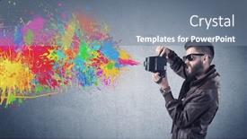  Presentation with paint splatter - Beautiful PPT layouts featuring retro-hipster-male-taking-photograph backdrop and a gray colored foreground