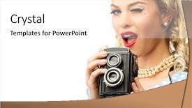  Presentation with vintage - Colorful presentation theme enhanced with retro lady - blond coquette pin up style backdrop and a white colored foreground